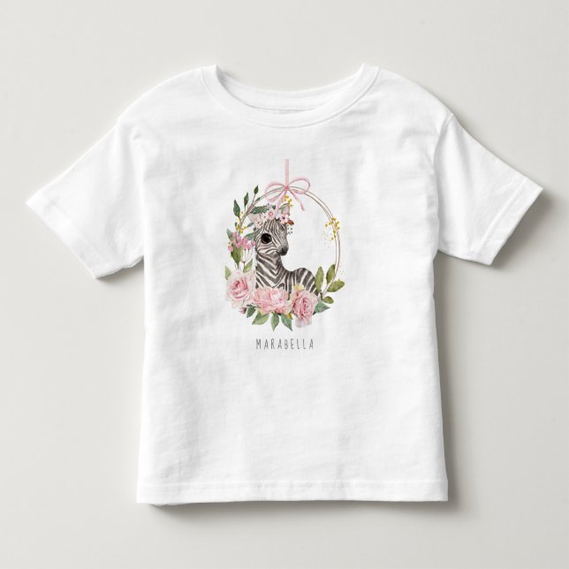 Camiseta *~* Bebê Zebra Floral Swing Jungle Girl Toddler (Frente)