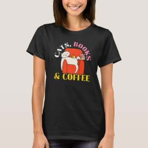 Camiseta Bebedor de Gatos Livros e Café Cafeína Livrofílico