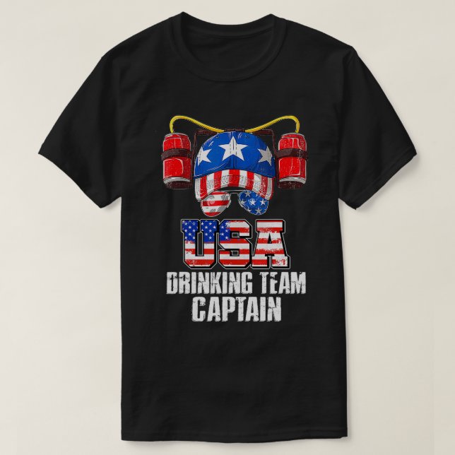 Camiseta BEBENDO americano Beer Party Quarto de julho Sungl (Frente do Design)