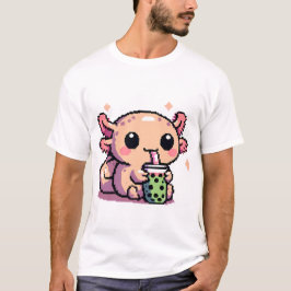 Camiseta Bebendo Axolotl bonito Boba Pixel Art