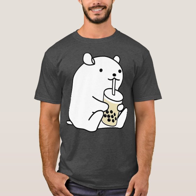 Camiseta Bebendo Boba Bubble Tea de Porca de Hamster (Frente)