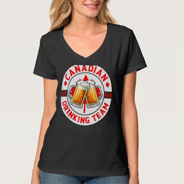Camiseta Bebendo canadense Beer Happy Canada Day Flag (Frente)