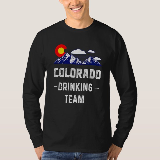 Camiseta Bebendo Colorado Equipe Denver Map Flag Co Souveni (Frente)
