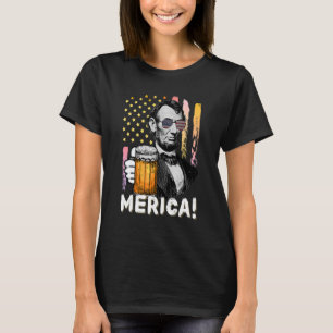 Camiseta Bebendo Como Lincoln 4 De Julho Homens Abraham Mer