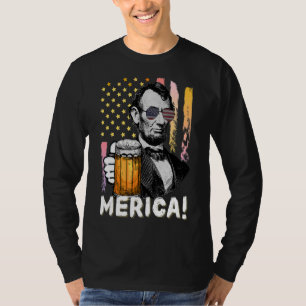 Camiseta Bebendo Como Lincoln 4 De Julho Homens Abraham Mer