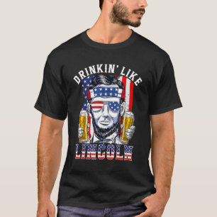 Camiseta Bebendo Como Lincoln 4 De Julho Mens Abraham Mer