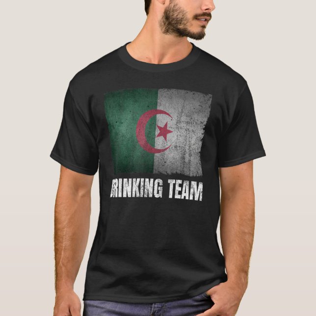 Camiseta Bebendo da Argélia Gráfico para Homens Engraçados  (Frente)