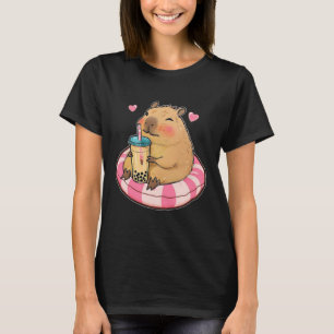 Camiseta Bebendo de anime Cute Capybara Kawaii - Bubble Tea