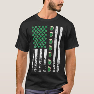 Camiseta Bebendo de Bandeira Americano Shamrock Green Beer