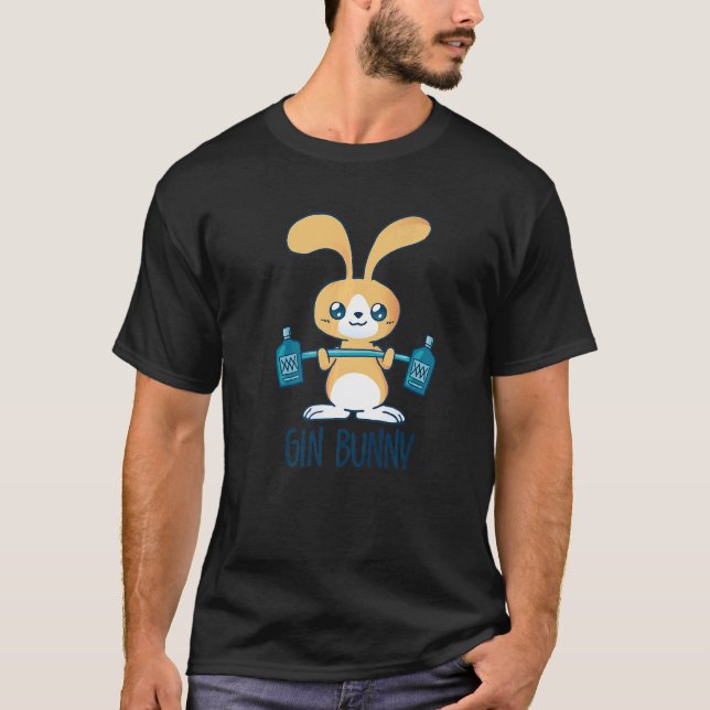 Camiseta Bebendo De Bebado De Álcool Gin Bunny (Frente)