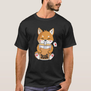 Camiseta Bebendo De Cachorro Shiba Inu, Anime Kawaii Boba B