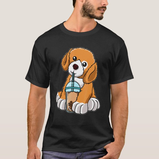 Camiseta Bebendo De Cães Borracha De Chá Cuada Animais Com  (Frente)
