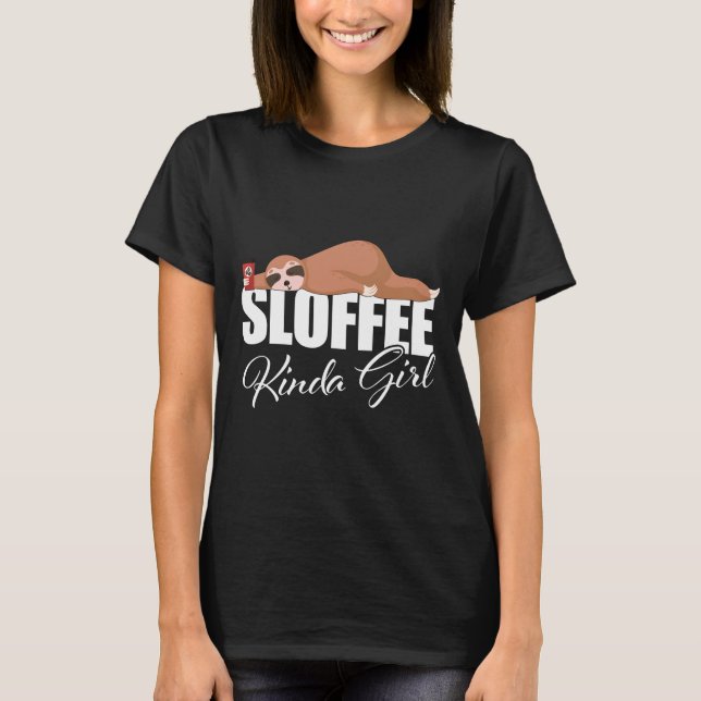 Camiseta Bebendo de café, Lixeira, Garota (Frente)