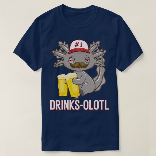 Camiseta Bebendo de Cerveja Axolotl Drinksolotl (Frente do Design)