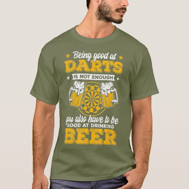 Camiseta Bebendo de Cerveja do Jogador de Dart Legal de Cit (Frente)