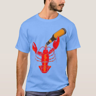 Camiseta Bebendo De Cerveja Lagosta Artesanato De Lagosta E