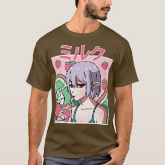 Camiseta Bebendo de Fada Estética Fairycore Japonês Strawb