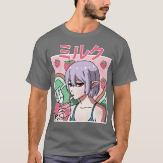 Camiseta Bebendo de Fada Estética Fairycore Japonês Strawb