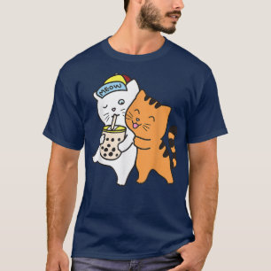 Camiseta Bebendo de gato Boba Shirt Tea Bubble Tea Anime Ka