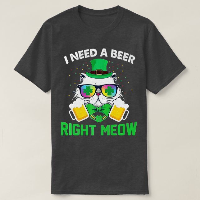 Camiseta Bebendo De Gato De Beer Irlandês Engraçado Pré (Frente do Design)