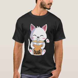 Camiseta Bebendo de Gato de Kawaii Boba Tea Drink Anime Lov