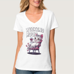 Camiseta Bebendo De Gato Engraçado No Fim De Semana