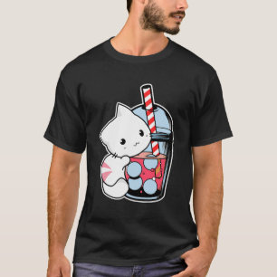 Camiseta Bebendo de Gato Tea Kawaii Boba Cute
