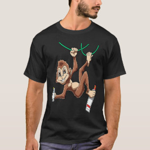 Camiseta Bebendo de macacos Cinza Chimpanzé para Homens e M