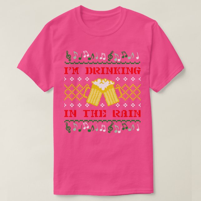 Camiseta Bebendo De Natal Na Chuva 2 (Frente do Design)