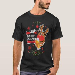 Camiseta Bebendo de Natal Rudolph Engraçado Breve Dolph par