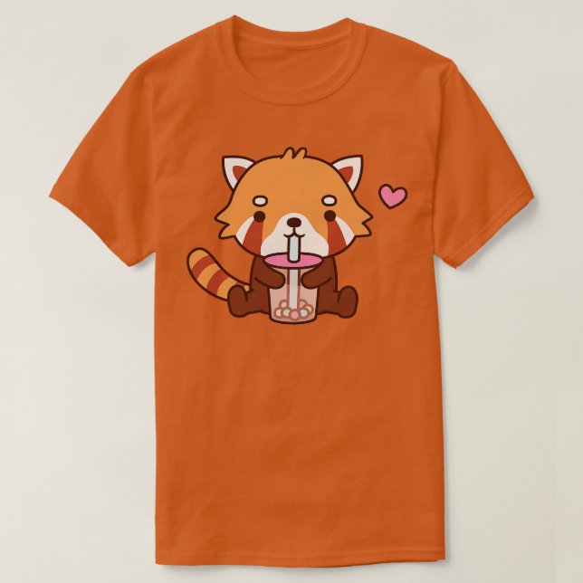 Camiseta Bebendo de Panda Vermelha e Cachorro Chá 1 (Frente do Design)