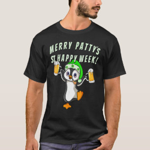 Camiseta Bebendo de Pinguim do Partido Dia de São Patrício