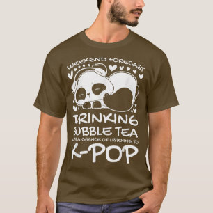 Camiseta Bebendo de ponta semanal chá de bolhas k-pop K-pop