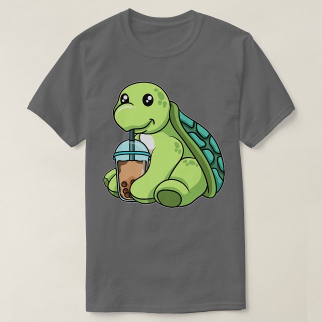Camiseta Bebendo De Tartaruga Borrha Chá Cuecas Com Boba (Frente do Design)