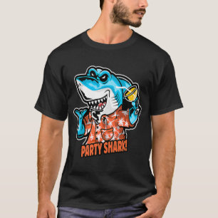 Camiseta Bebendo de Tubarão Azul do Partido Cocktails Summe