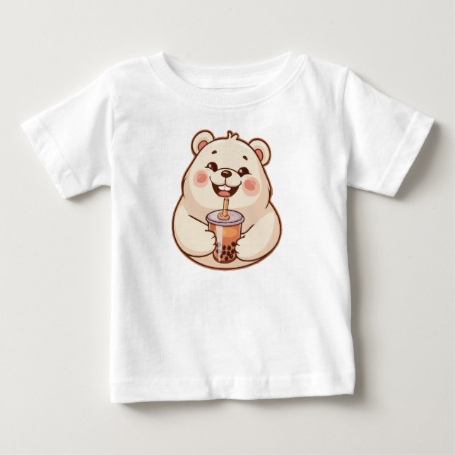 Camiseta Bebendo de Urso Polar Cinto Boba Tea tea tea Bubbl (Frente)