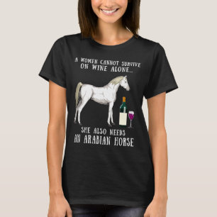 Camiseta Bebendo De Vinho E Cavalo Árabe Branco