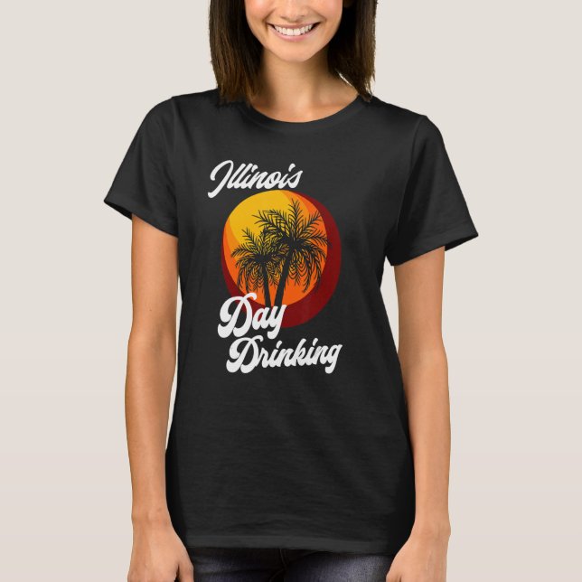 Camiseta Bebendo do Dia de Illinois - Retro Beach Summer Fa (Frente)