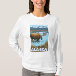 Camiseta Bebendo dos alces no lago - Cordova, Alaska