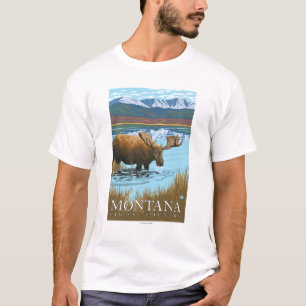 Camiseta Bebendo dos alces no lago - Montana