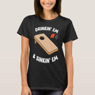 Camiseta Bebendo Em & Naufrágio Em Bean Bag Toca Cornhole T