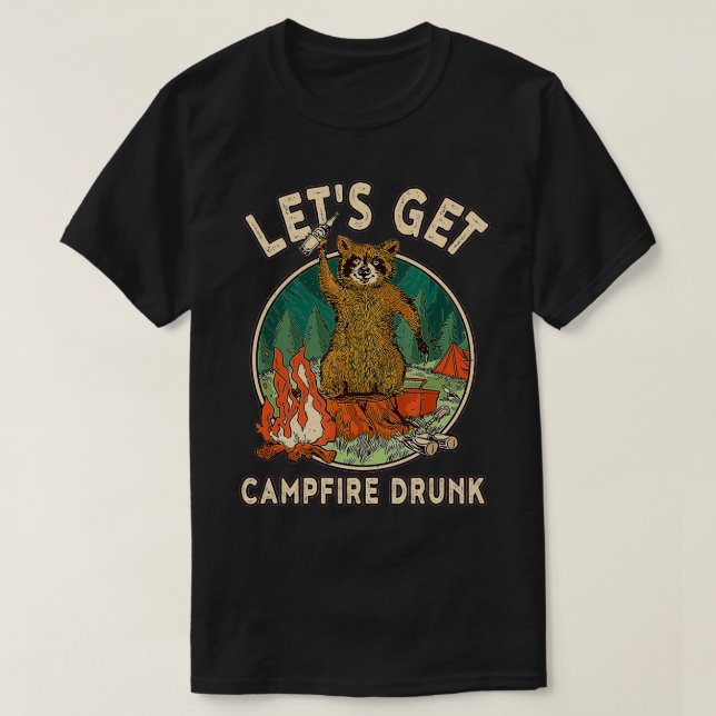 Camiseta Bebendo Engraçado De Acampamento Permite O Bebado  (Frente do Design)