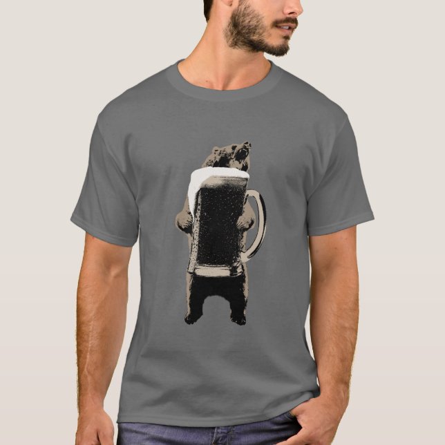 Camiseta Bebendo engraçado do urso da cerveja (Frente)