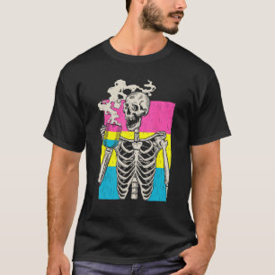 Camiseta Bebendo esquelético Café LGBT Q Orgulho Pansexual
