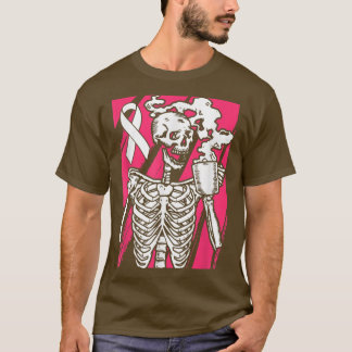 Camiseta Bebendo esqueleto Café Sensibilização para o Cance