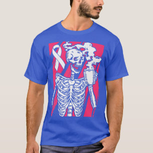 Camiseta Bebendo esqueleto Café Sensibilização para o Cance