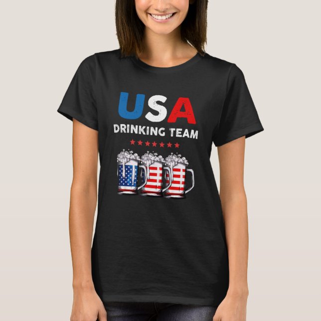Camiseta BEBENDO EUA Equipe Funny Bebendo Beer Lover Gift P (Frente)
