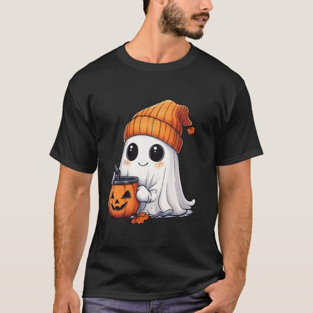 Camiseta Bebendo Fantasma Bonito Café Bougie Pumpkin Spice  (Frente)