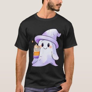 Camiseta Bebendo Fantasma Bonito Café Casal Café Halloween 