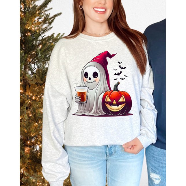 Camiseta Bebendo Fantasma Bonito De Café De Café De Hallowe (Criador carregado)